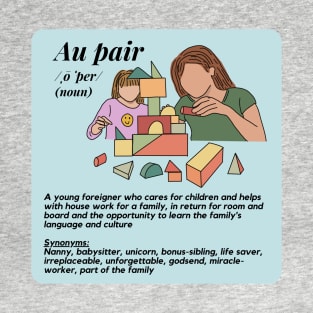 Au pair definition female blue T-Shirt